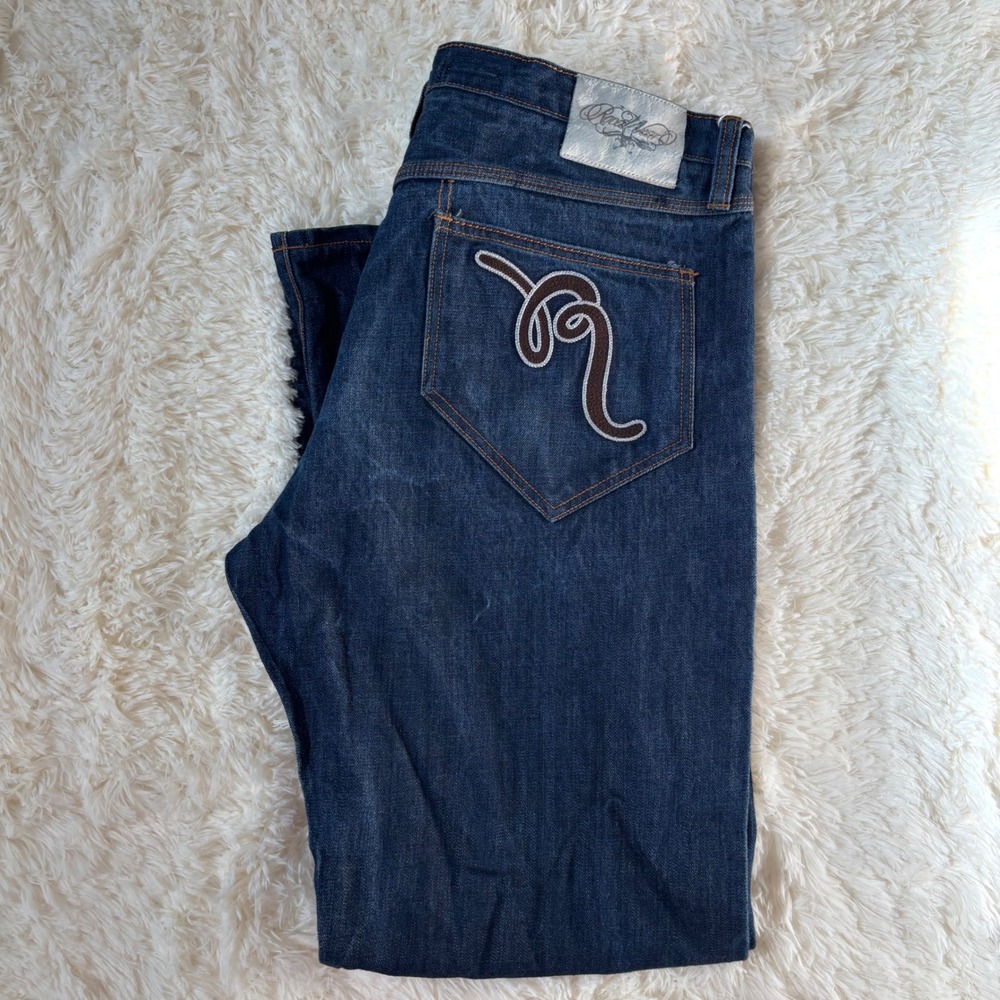 Rocawear Custom Fit Baggy Wide Leg Jeans Dark Wash Indigo Y2K Mens 40x33